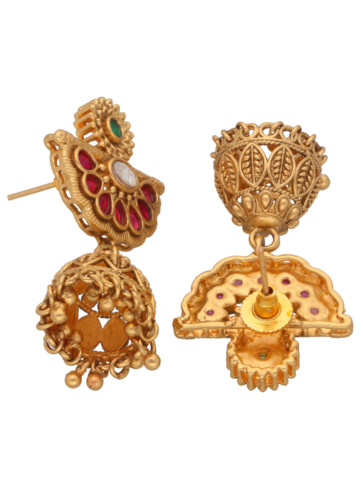 22K Gold Plated Flora Kundan Necklace Set 