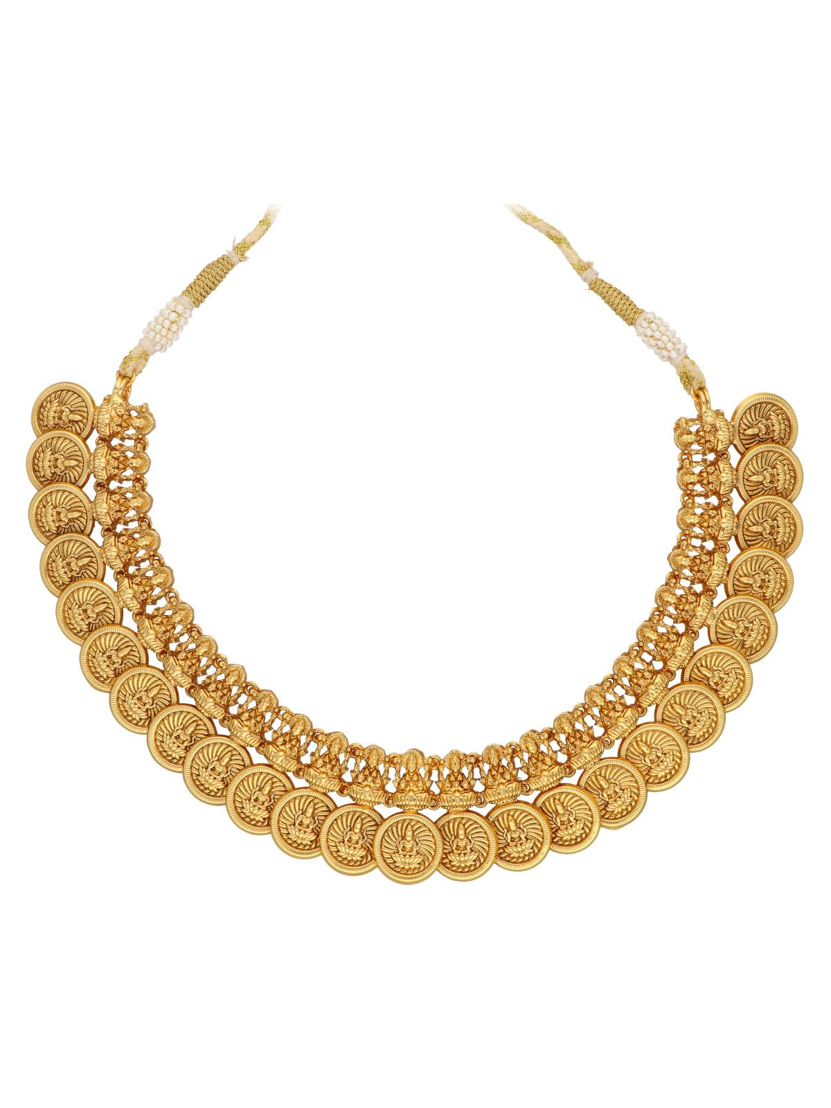 22K Gold Plated Divine Lakshmi Kasulaperu Necklace Set 