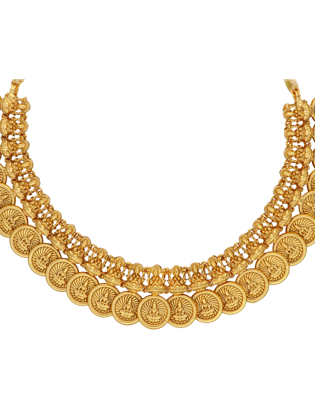 22K Gold Plated Divine Lakshmi Kasulaperu Necklace Set 