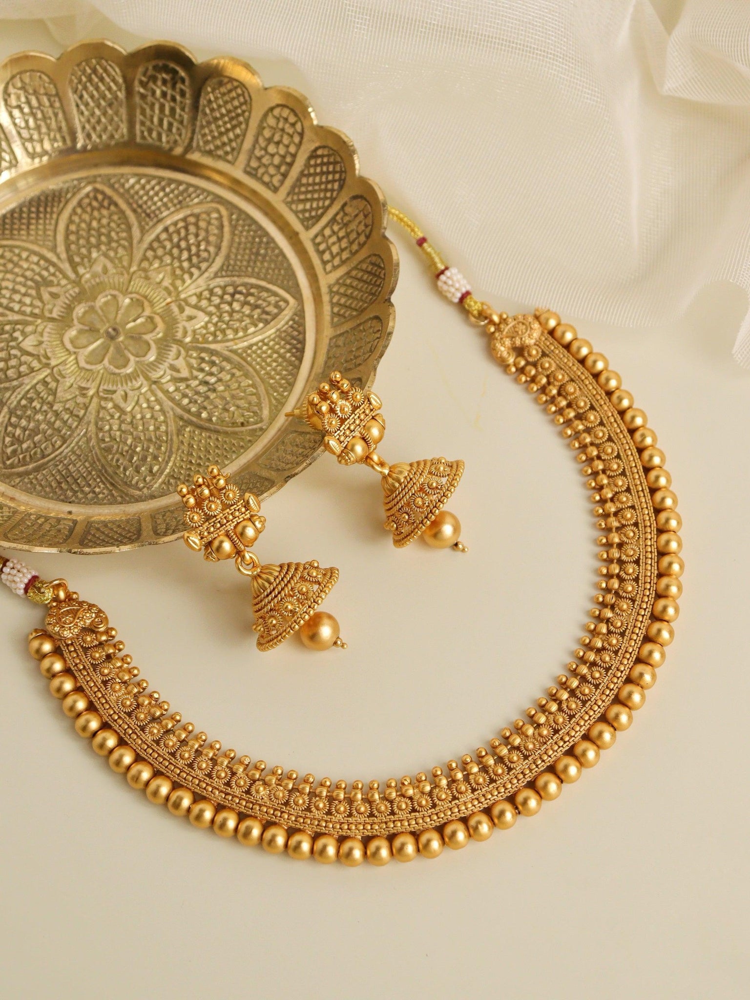  22K Gold Plated Vadiyanam Necklace set