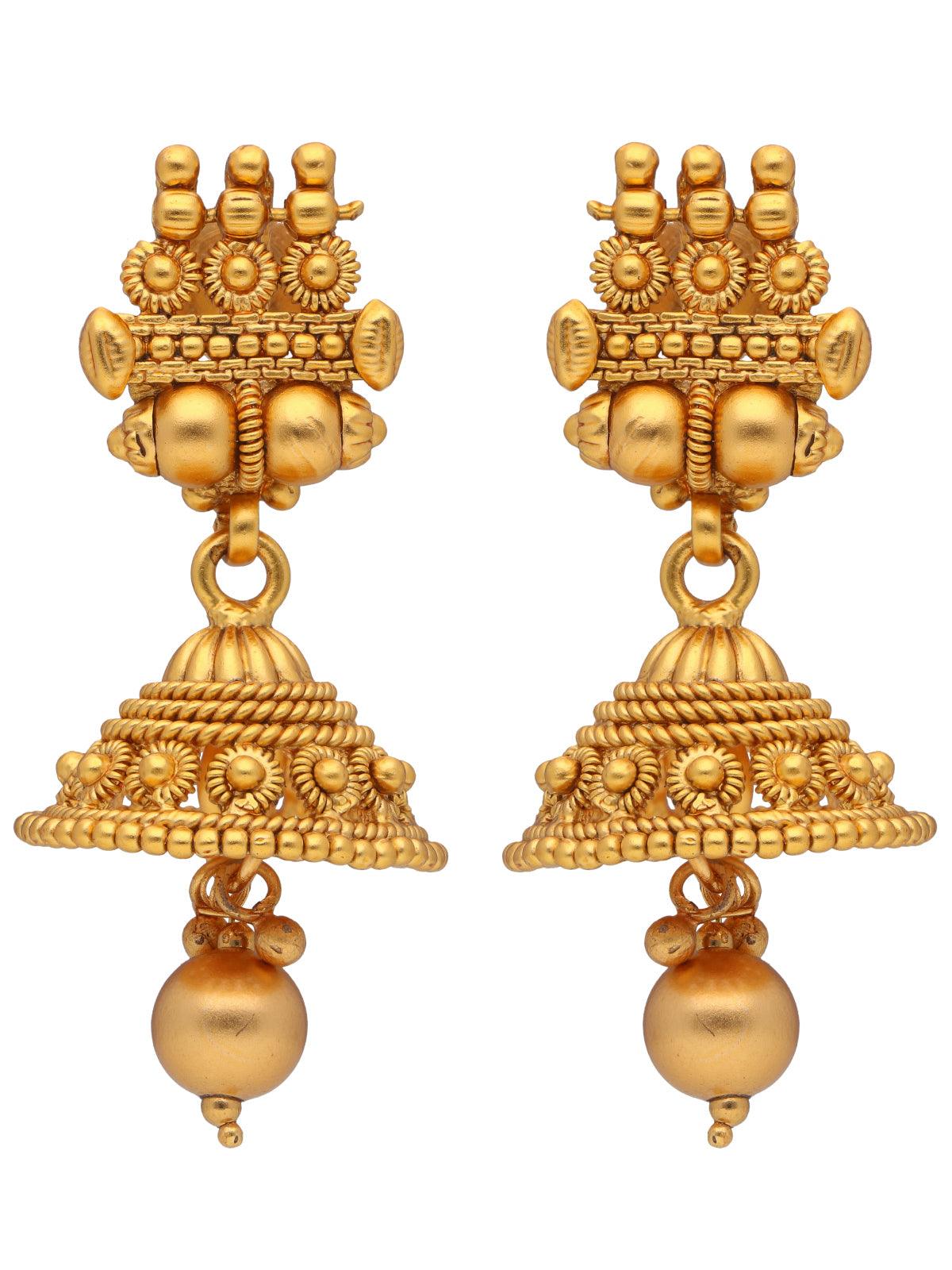 MEENAZ Traditional Temple Jewellery 18k One Gram Gold Ethnic Brass Stylish  South Indian Screw Back Studs Round Ruby Jhumkas Set Jhumka Earrings For  Women girls Ladies Latest -GOLD JHUMKI-M150 : Amazon.in: Fashion