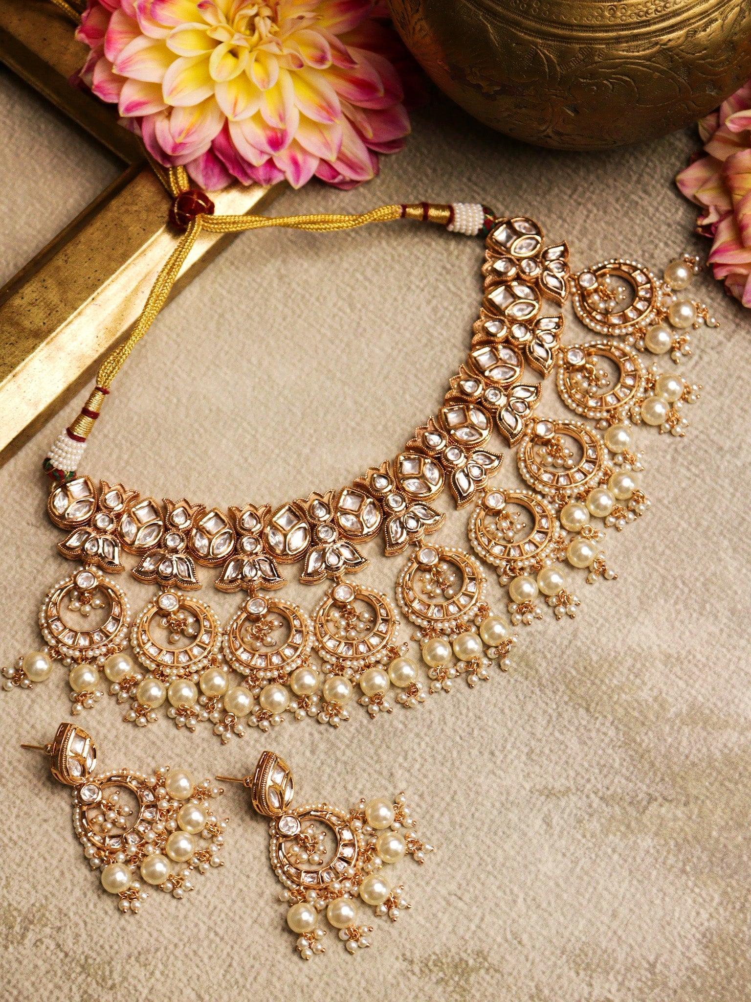 Vivaah Kundan And Pearls Embellished Choker Set 