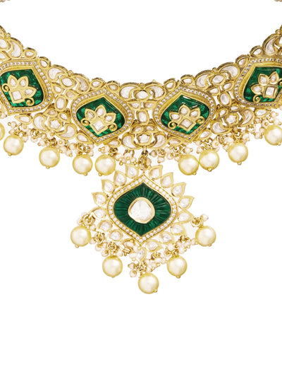 22 KT Gold-Plated Kundan Elegance Bridal Necklace 