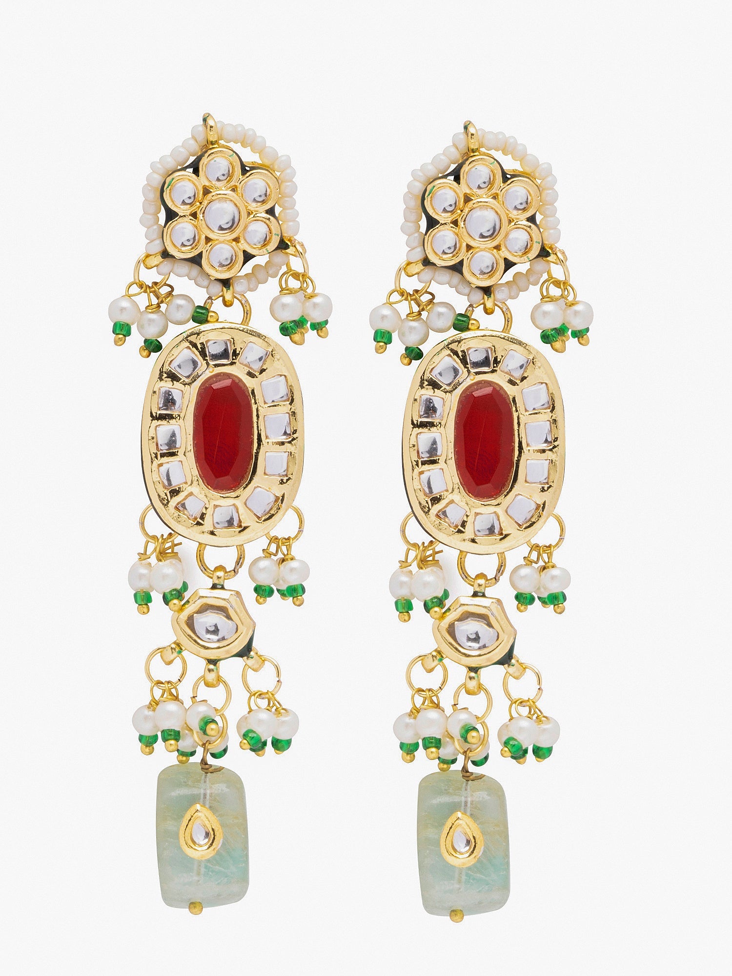 Victorian Elegance: Multicolored Kundan Necklace Set With Earrings 