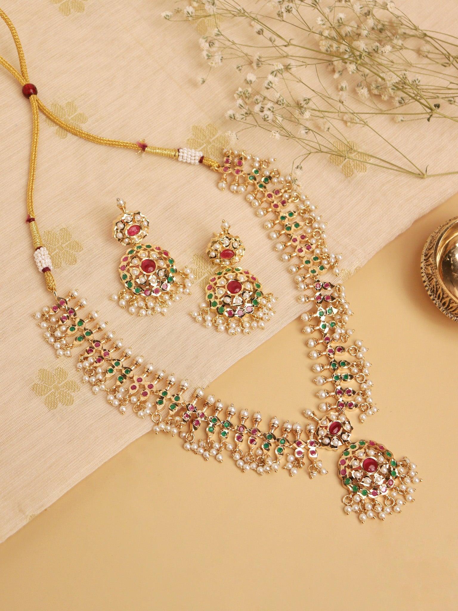  Gold Plated Kundan Choker With Pink And Green Stones