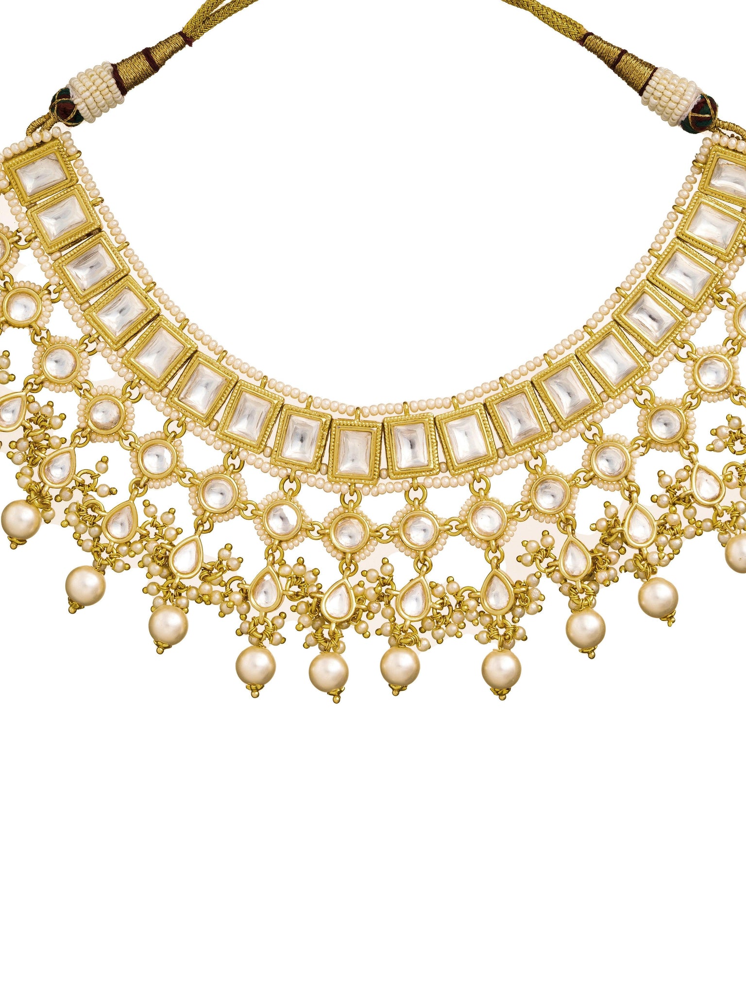 Kundan Embellished Choker Set With Pearl Drops 