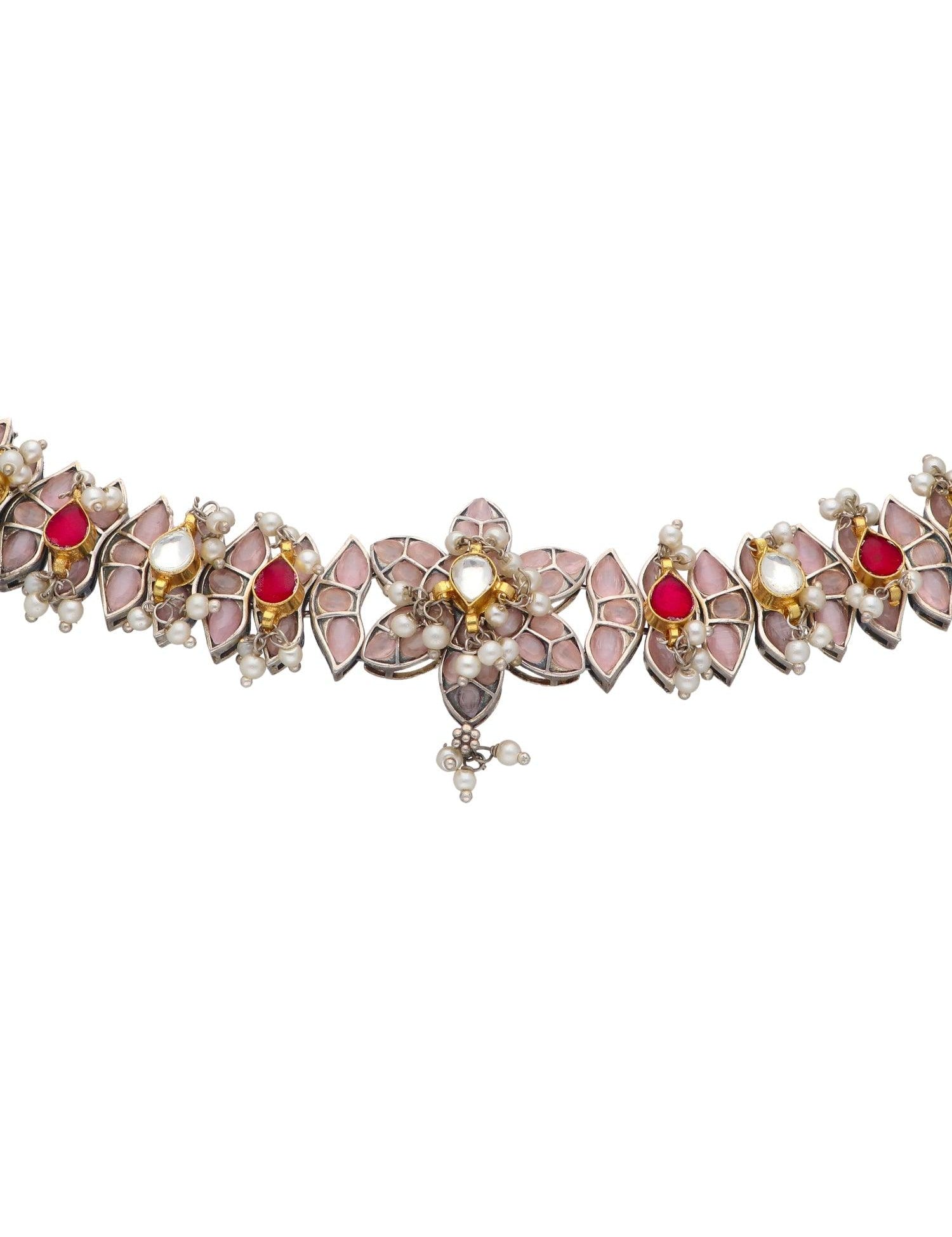 Oxidised Floral Choker Set