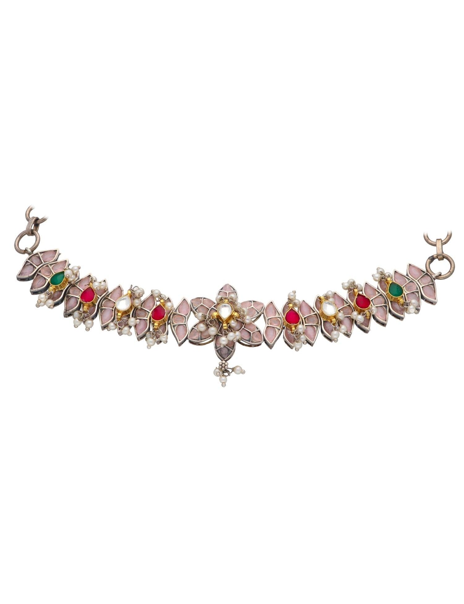 Oxidised Floral Choker Set