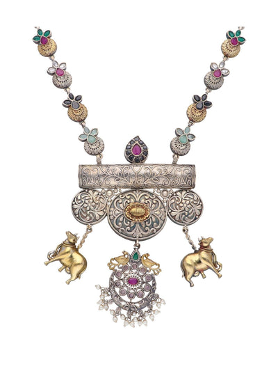 The Gypsy Multi Colored Beaded Bull Long  Necklace Set 