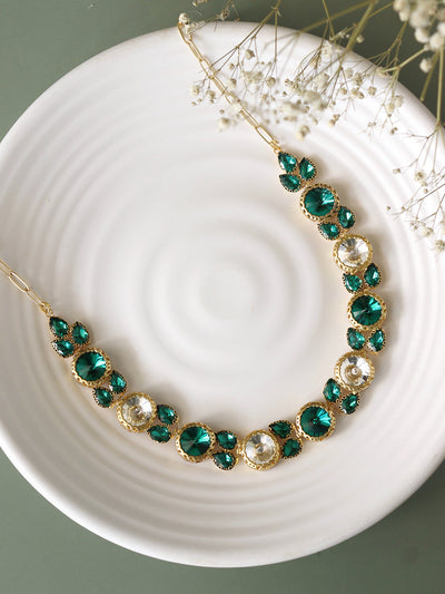 Aina Deep Green and Opaque Crystal Necklace Set