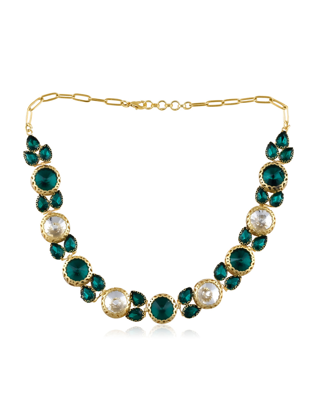 Aina Deep Green and Opaque Crystal Necklace Set 