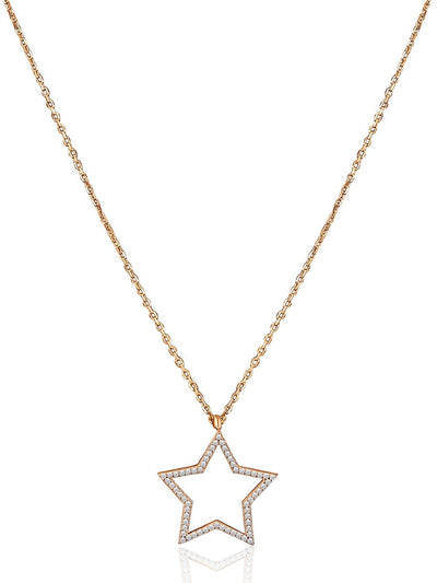 Pure Silver Rose Gold Plated Star Necklace 