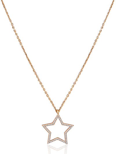 Pure Silver Rose Gold Plated Star Necklace 