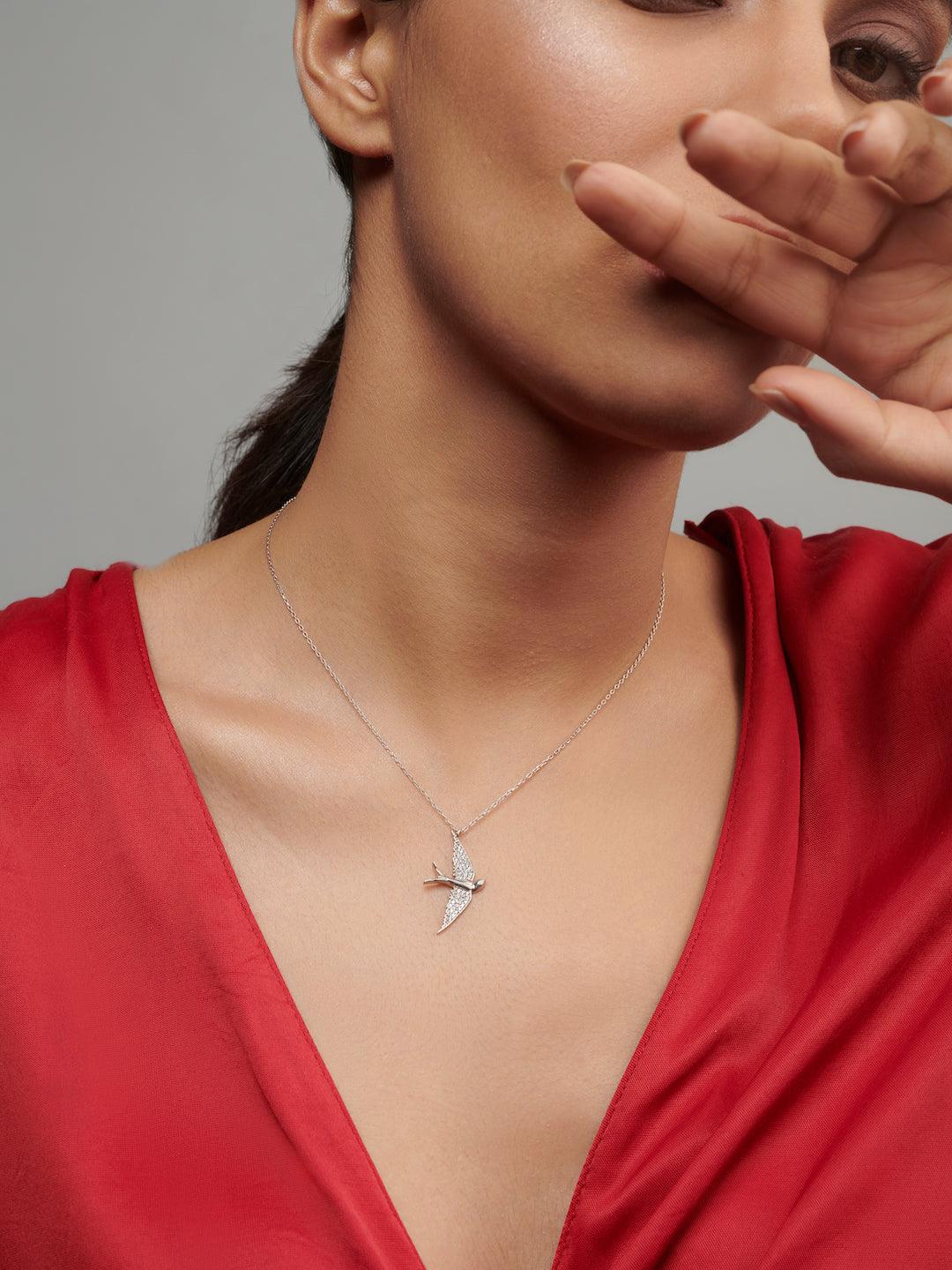  Pure Silver Bird Of Paradise Necklace