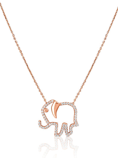 Pure Silver Ellie Elephant Necklace Embellished With Cubic Zirconia Stones 