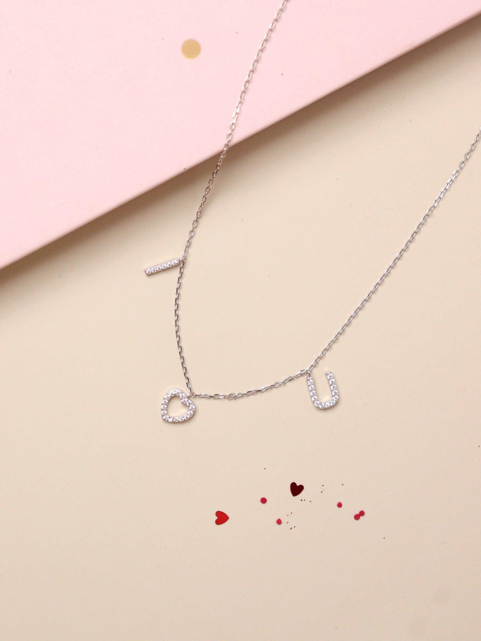 Pure Silver I Love U Necklace 