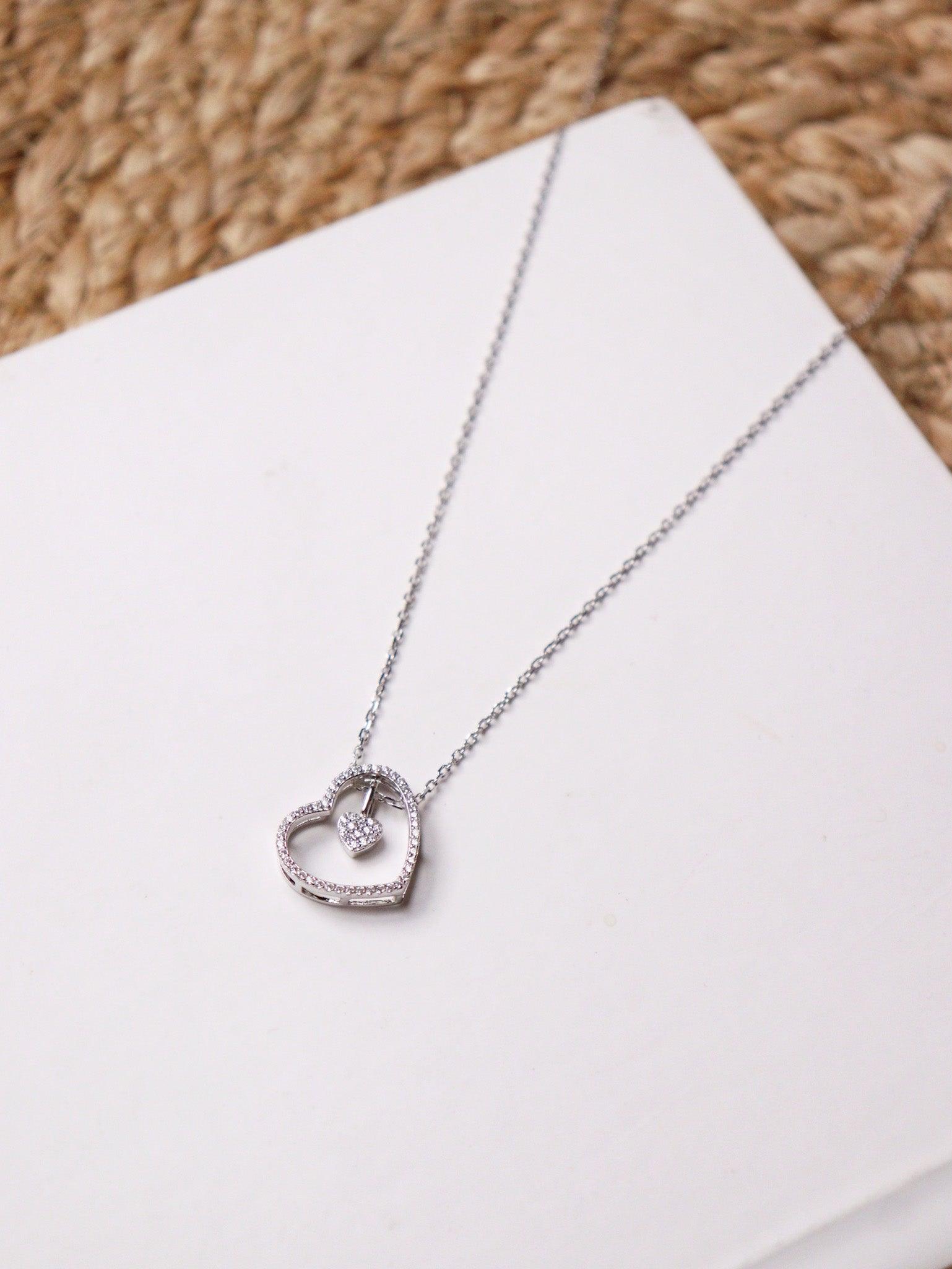 Pure Silver Art In Heart Necklace 