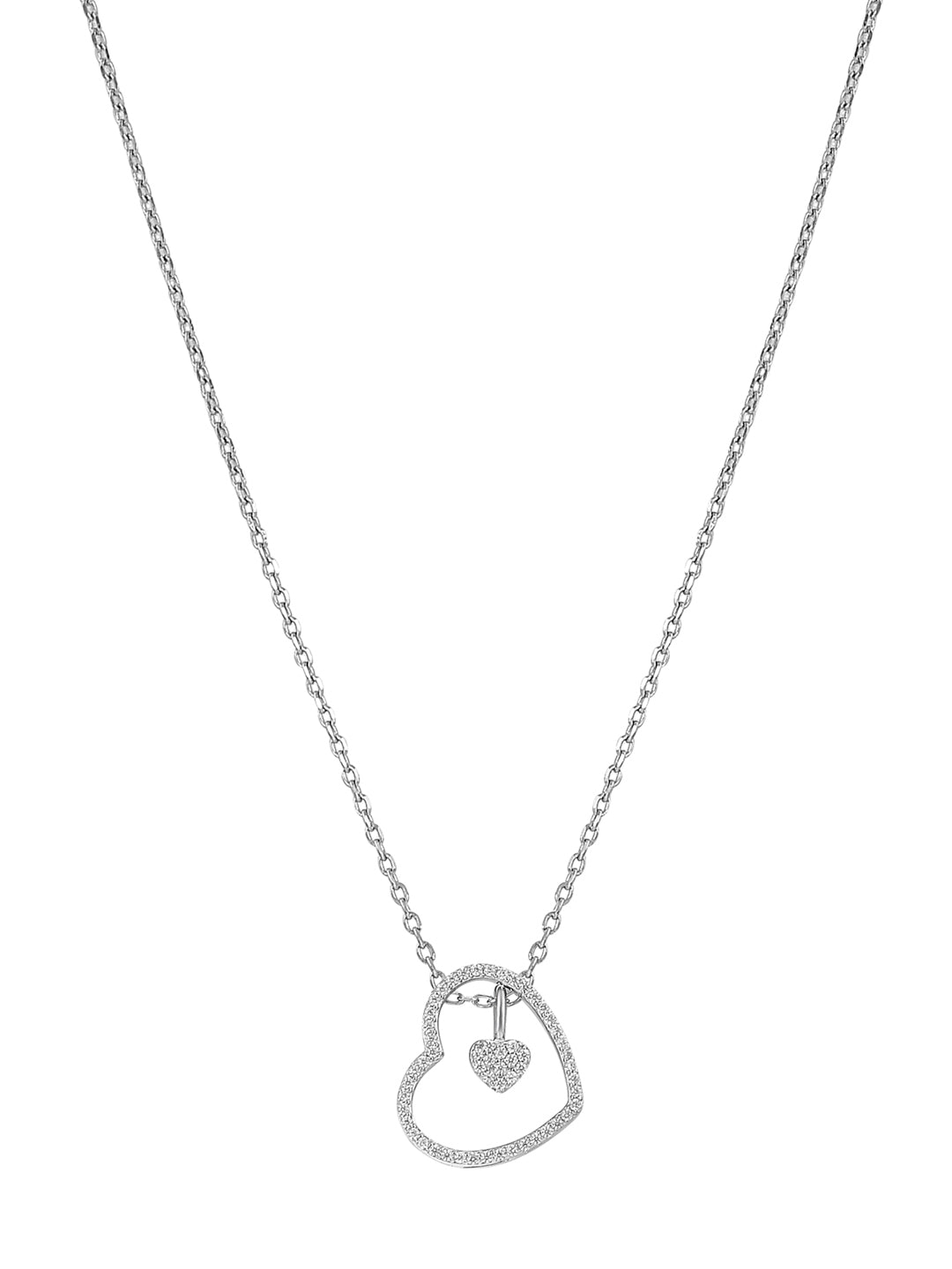Pure Silver Art In Heart Necklace 
