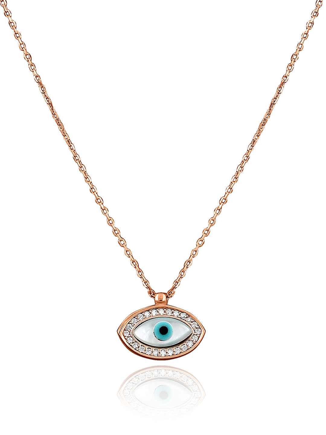Rose Gold Plated Silver Evil Eye Necklace 