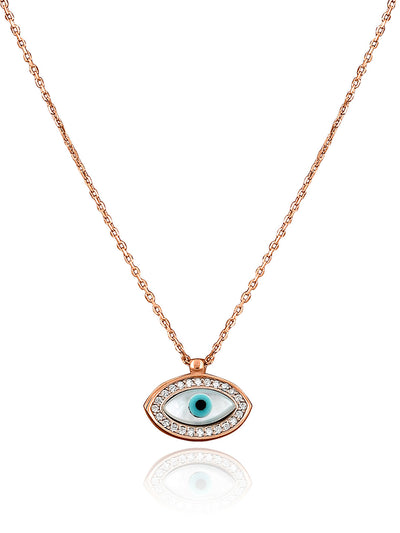 Rose Gold Plated Silver Evil Eye Necklace 