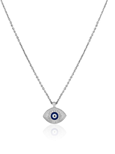 Pure Silver Evana Evil Eye Necklace Embellished With Cubic Zirconia Stones 