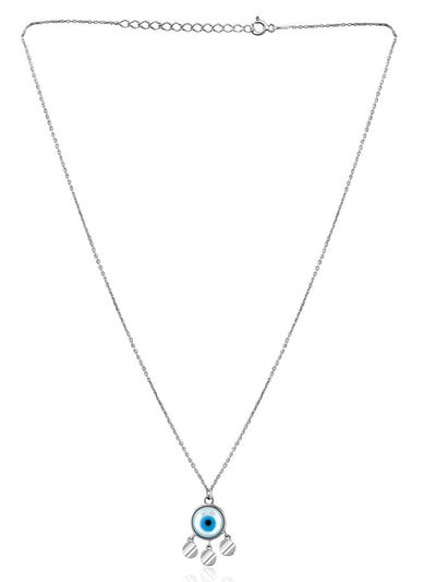 Pure Silver Dream Catcher Evil Eye Necklace 