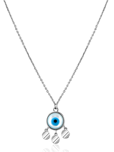 Pure Silver Dream Catcher Evil Eye Necklace 