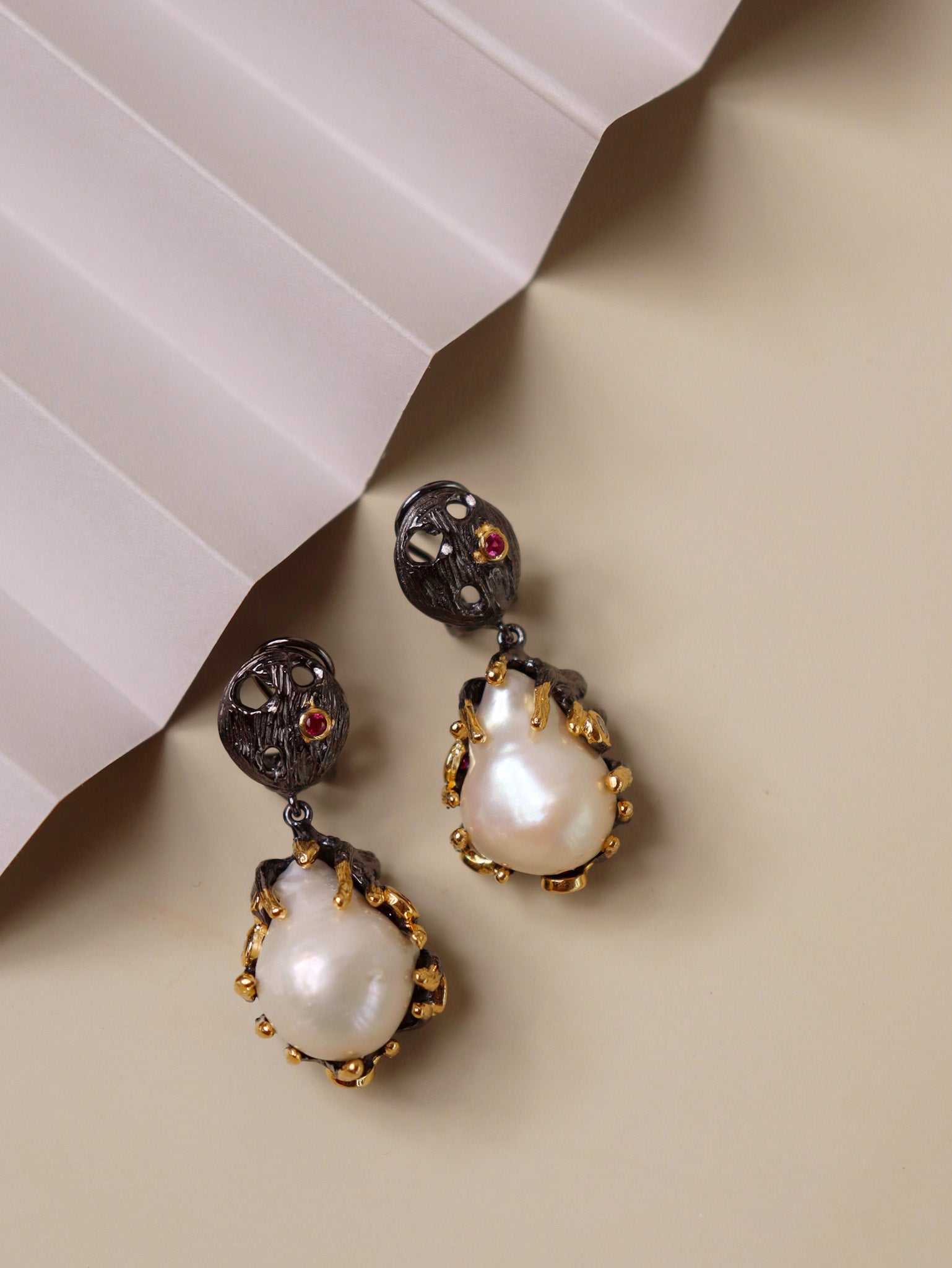 Baroque Pearls Pure Silver Dangler Earrings 