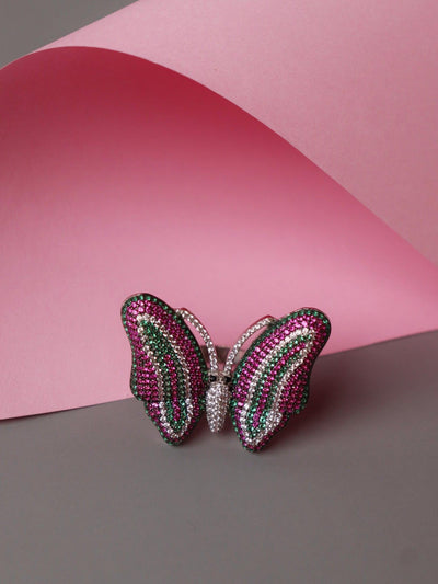 Marcia Butterfly Ring Embellished With Coloured Cubic Zirconia Stones 