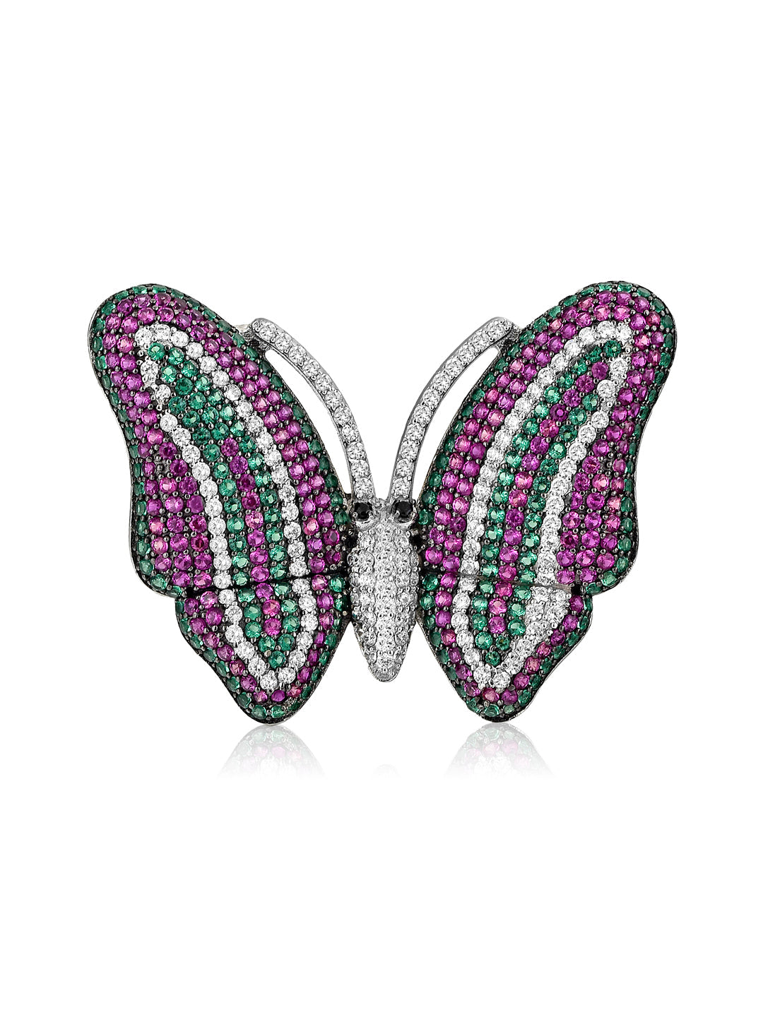 Marcia Butterfly Ring Embellished With Coloured Cubic Zirconia Stones 