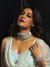 Emerald Meets Pearl Layered Necklace Set