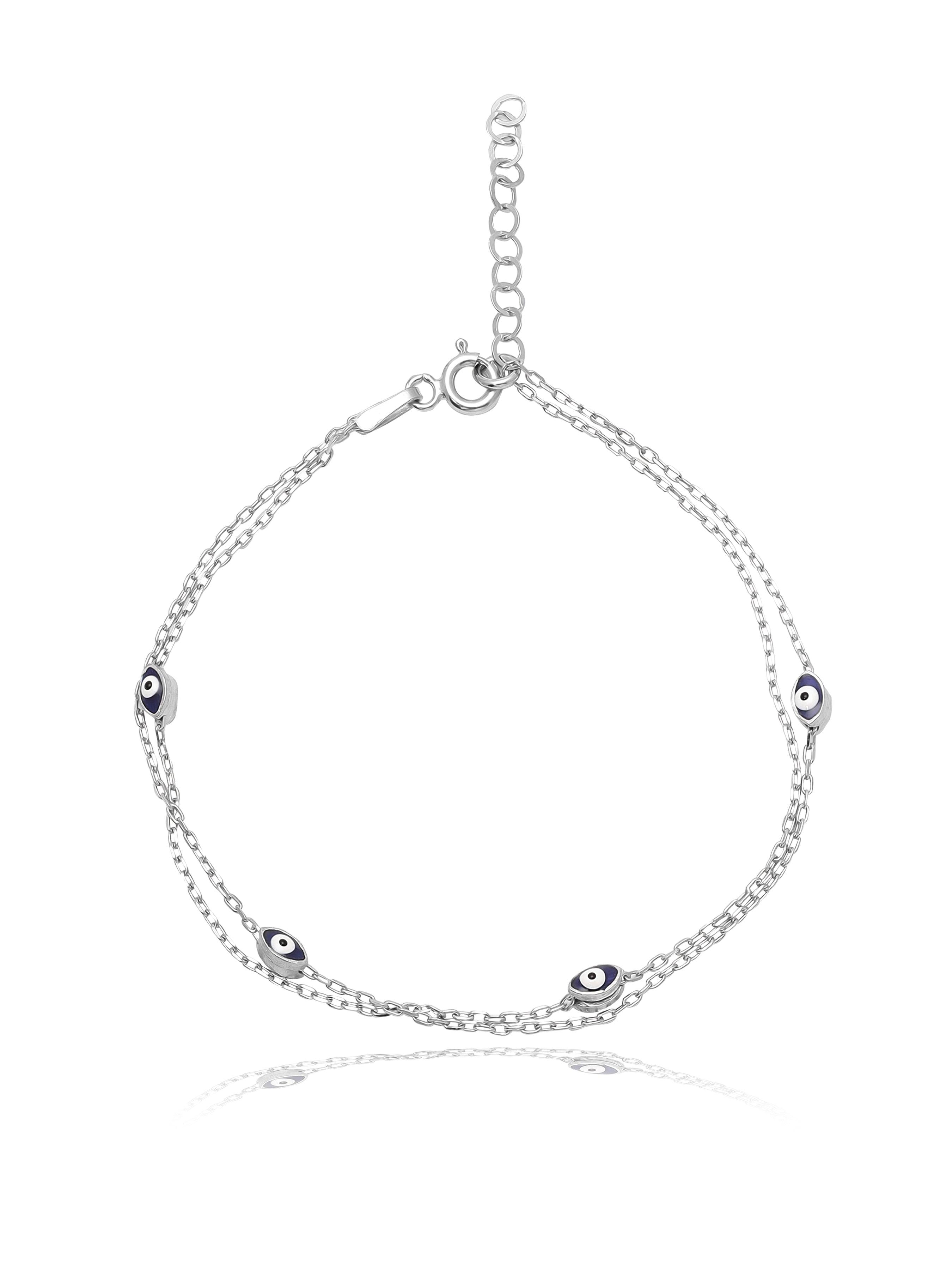 925 Pure Silver Evil Eye Chain Bracele