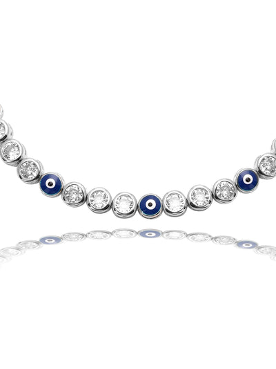 925 Silver Evil Eye Charm Stone Bracelet 