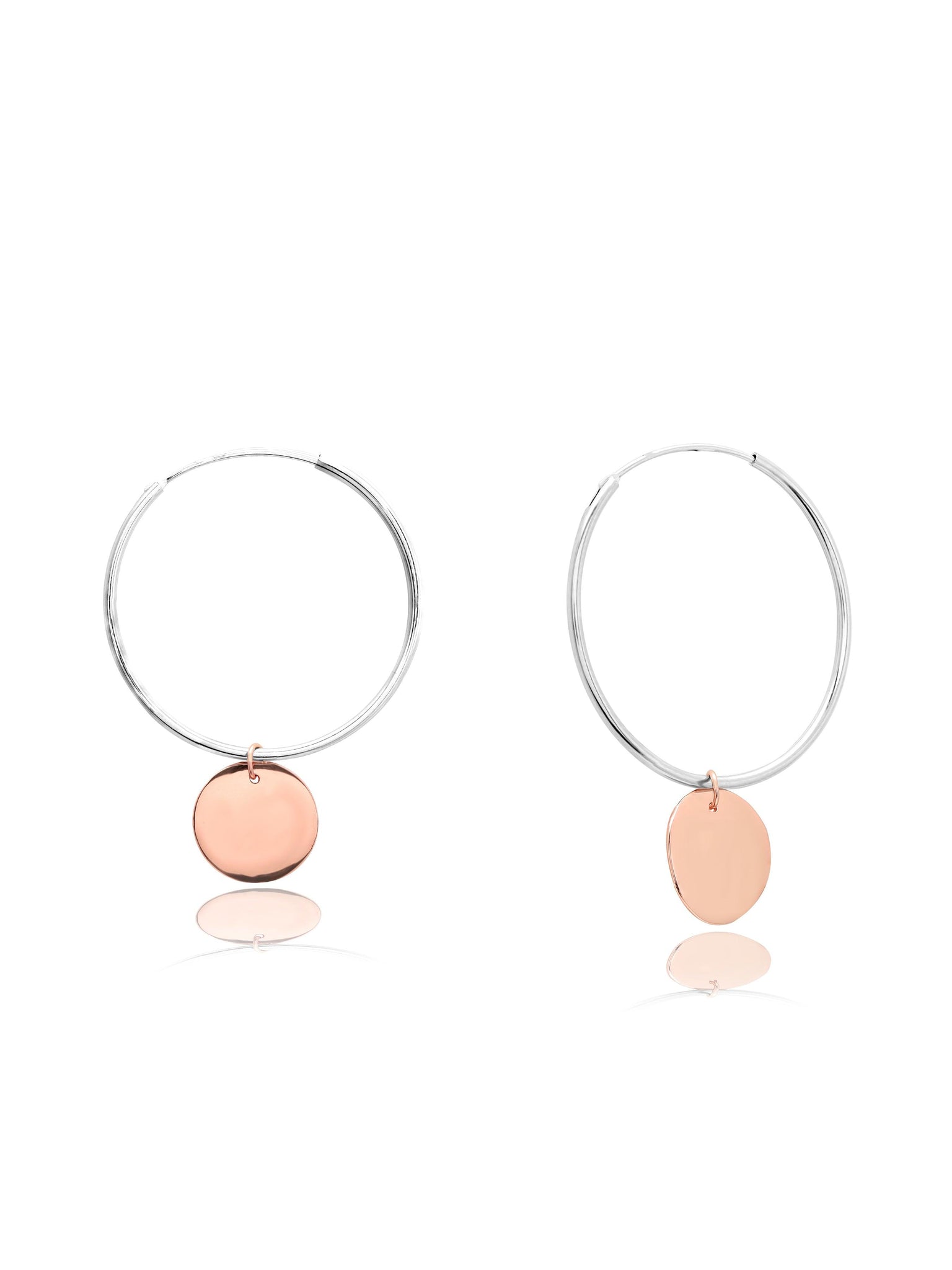 925 Silver In Rose Gold Plated Charm Hoop Earrings 