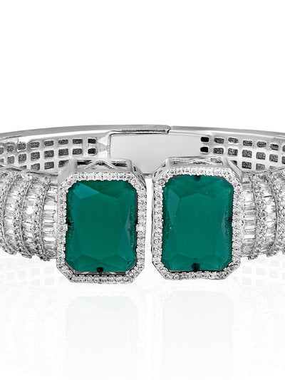 Diamante Emerald Green Stone and Cubic Zirconia Bangle - Curio Cottage 