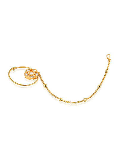 Miera Kundan,Red Enameled And Gold Plated Nose Ring - Default Title (FAE11) 