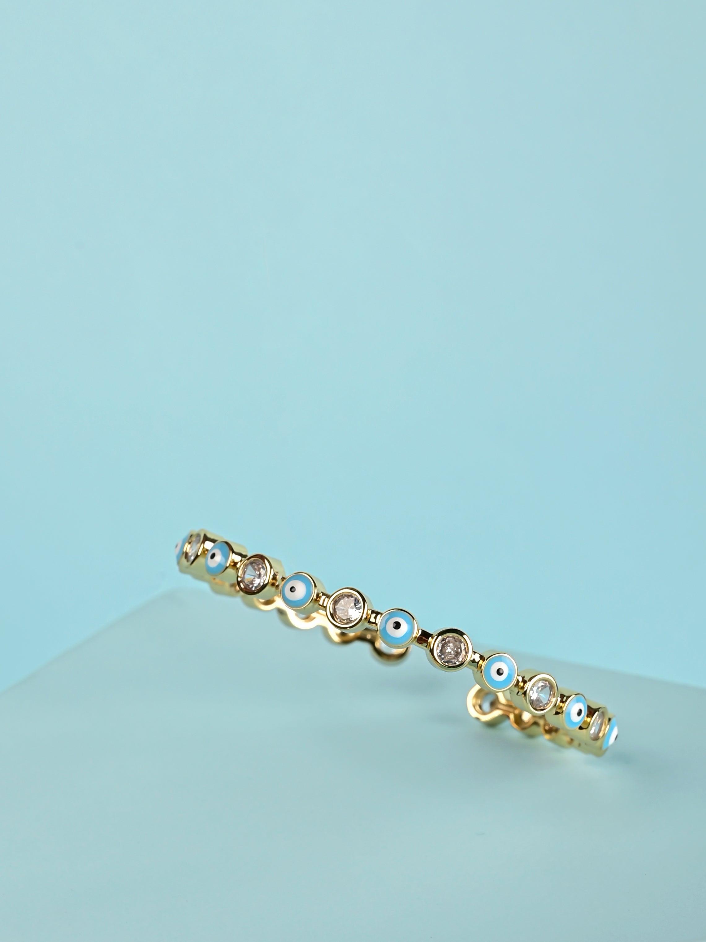 Gold Plated Evil Eye Minimal Cuff