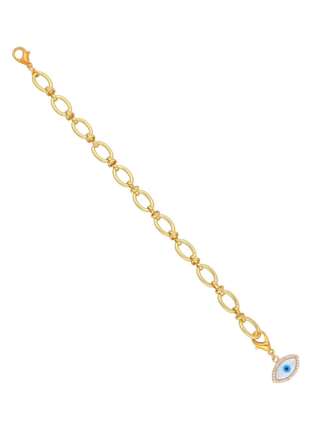 Evil Eye Block Chain Gold Plated Bracelet - Curio Cottage 