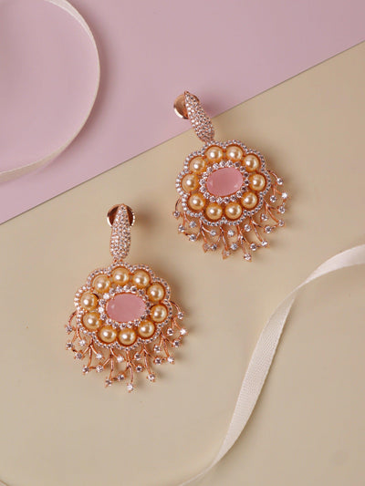 Diamante Cubic Zirconia And Pearl Drop Earrings – Curio Cottage