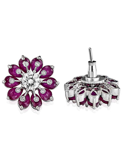 Diamante Cubic Zirconia Pink Small Stud Earrings - Default Title (FEC116) 