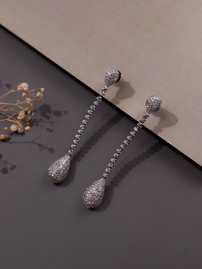 Diamante Cubic Zirconia Streak Dangler Earrings - Default Title (FEC122) 