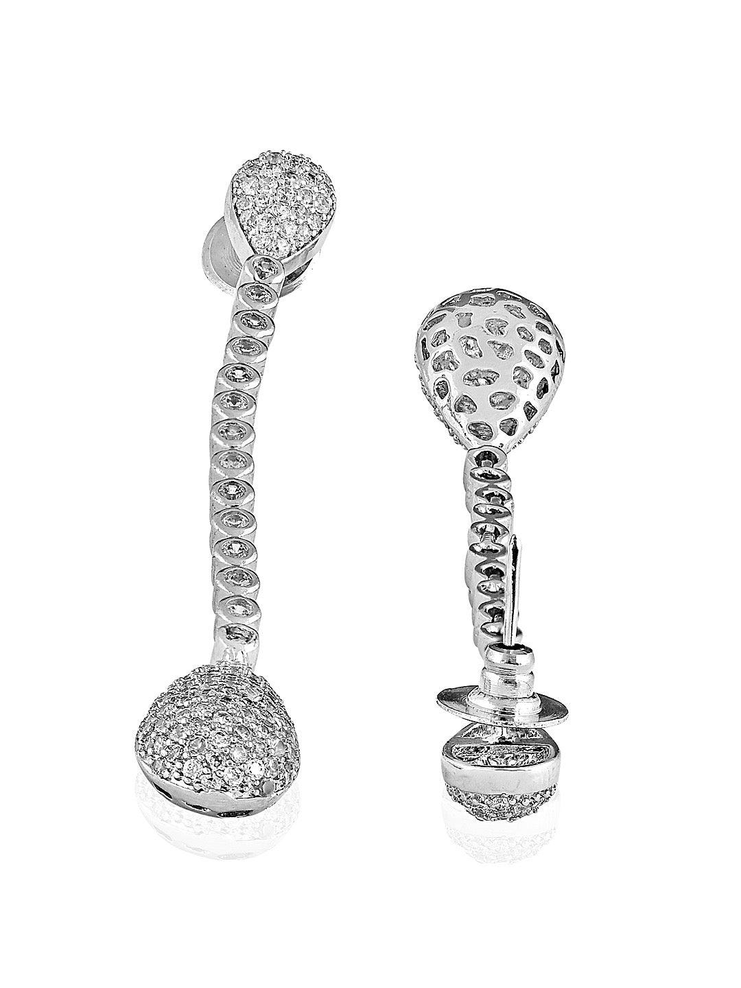 Diamante Cubic Zirconia Streak Dangler Earrings - Default Title (FEC122) 