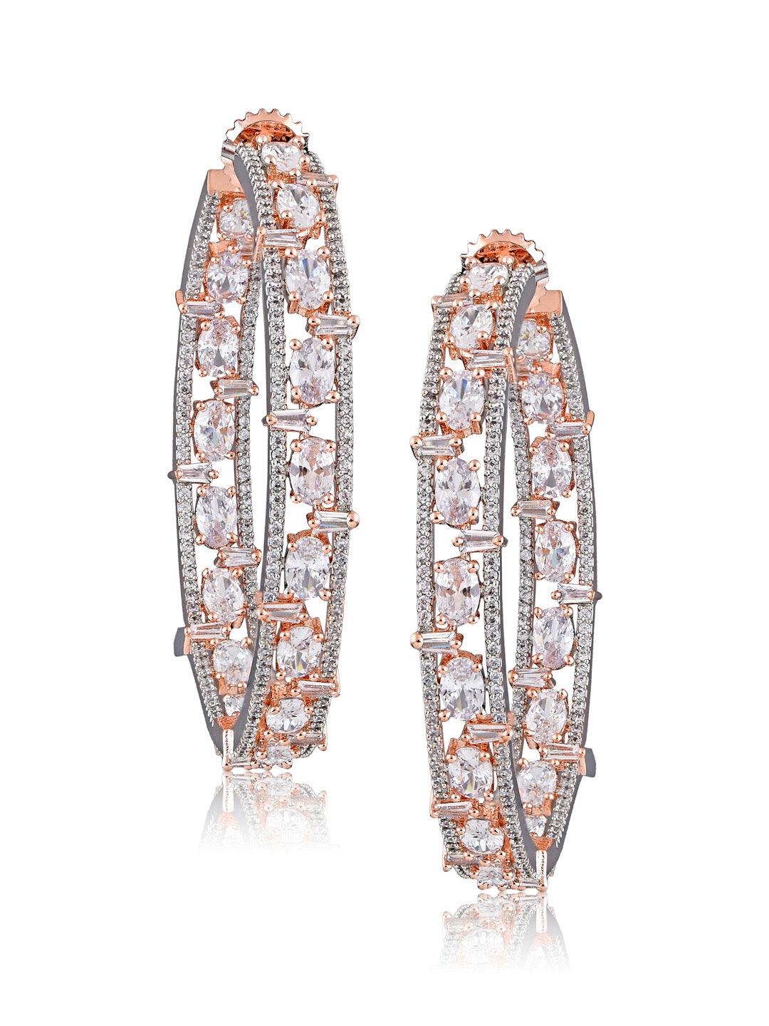 Sterling silver cz diamond hoop earrings  Gemma Azzurro
