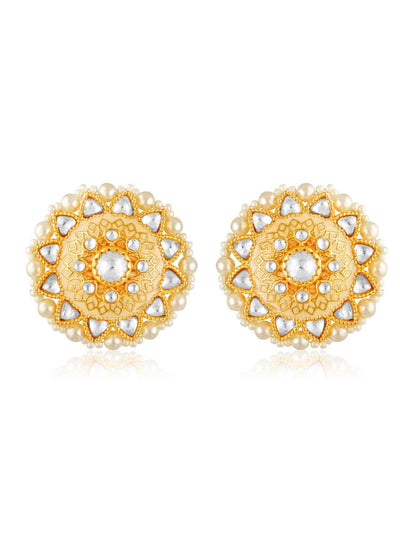 Miera Enameled And Kundan Studs Embellished With Pearls - Default Title (FEE218) 