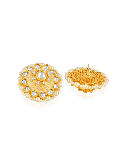 Miera Enameled And Kundan Studs Embellished With Pearls - Default Title (FEE218) 