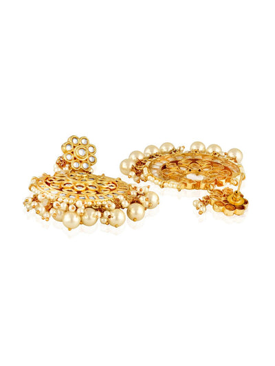 Miera Kundan And Pearls Chandbali Earrings - Default Title (FEE219) 