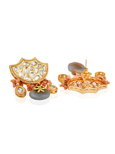 Miera Kundan Ethnic Beads And Pearls Chandbali Earrings - Default Title (FEE220) 
