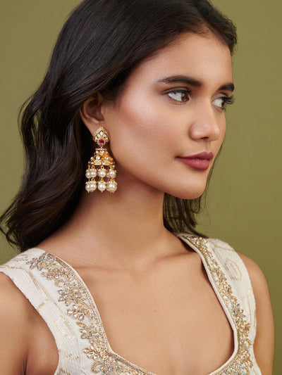 Meira Heritage Kundan Earrings - Curio Cottage 