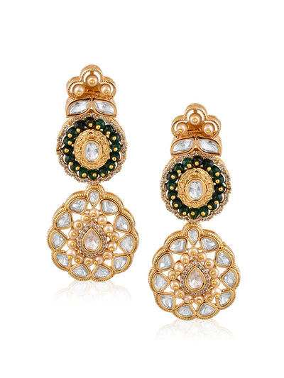 Meira Kundan and Emerald Green Earrinngs - Curio Cottage 