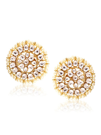 Meira Border of Pearls Kundan Studs - Curio Cottage 